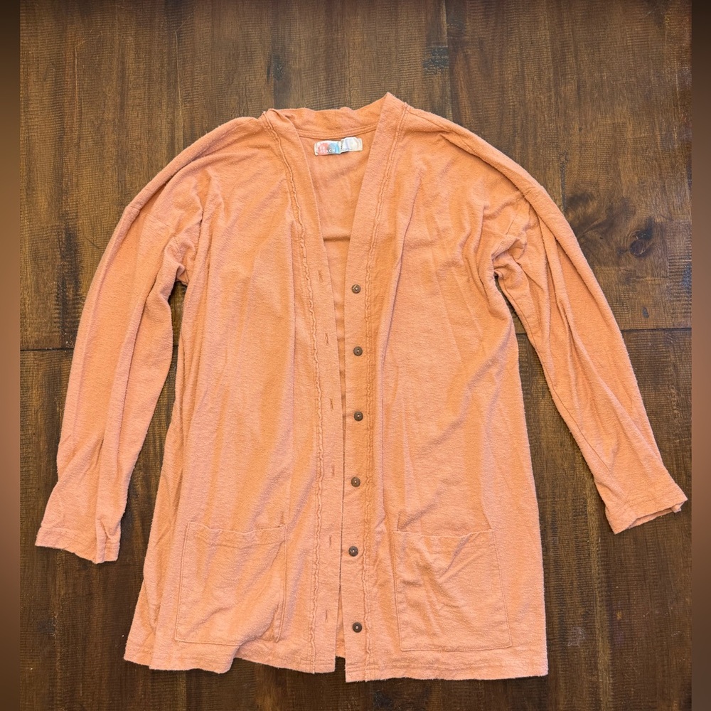 Peach Button-Up Cardigan